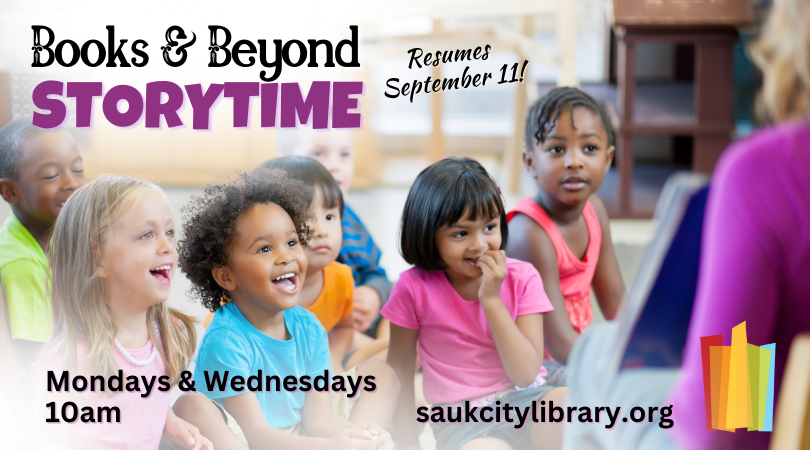 Children listen to a story at the library