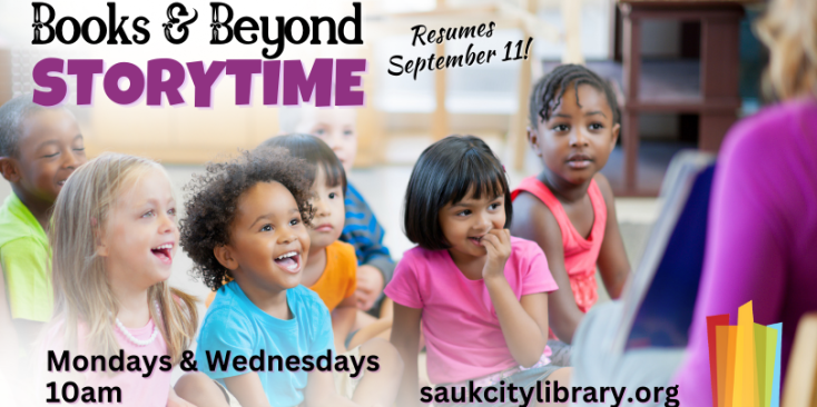 Children listen to a story at the library