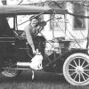 Black and white photos of an old timey car